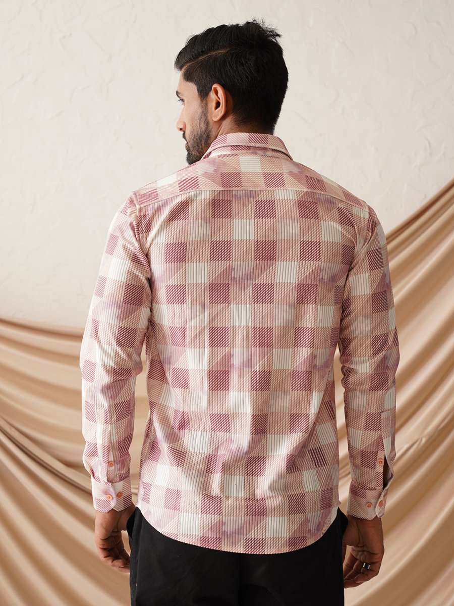 Checked Spread Collar Cotton Casual Shirt for Men - SF_968Magenta_S