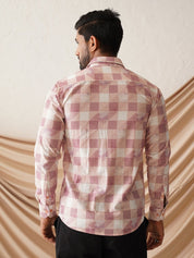 Checked Spread Collar Cotton Casual Shirt for Men - SF_968Magenta_S