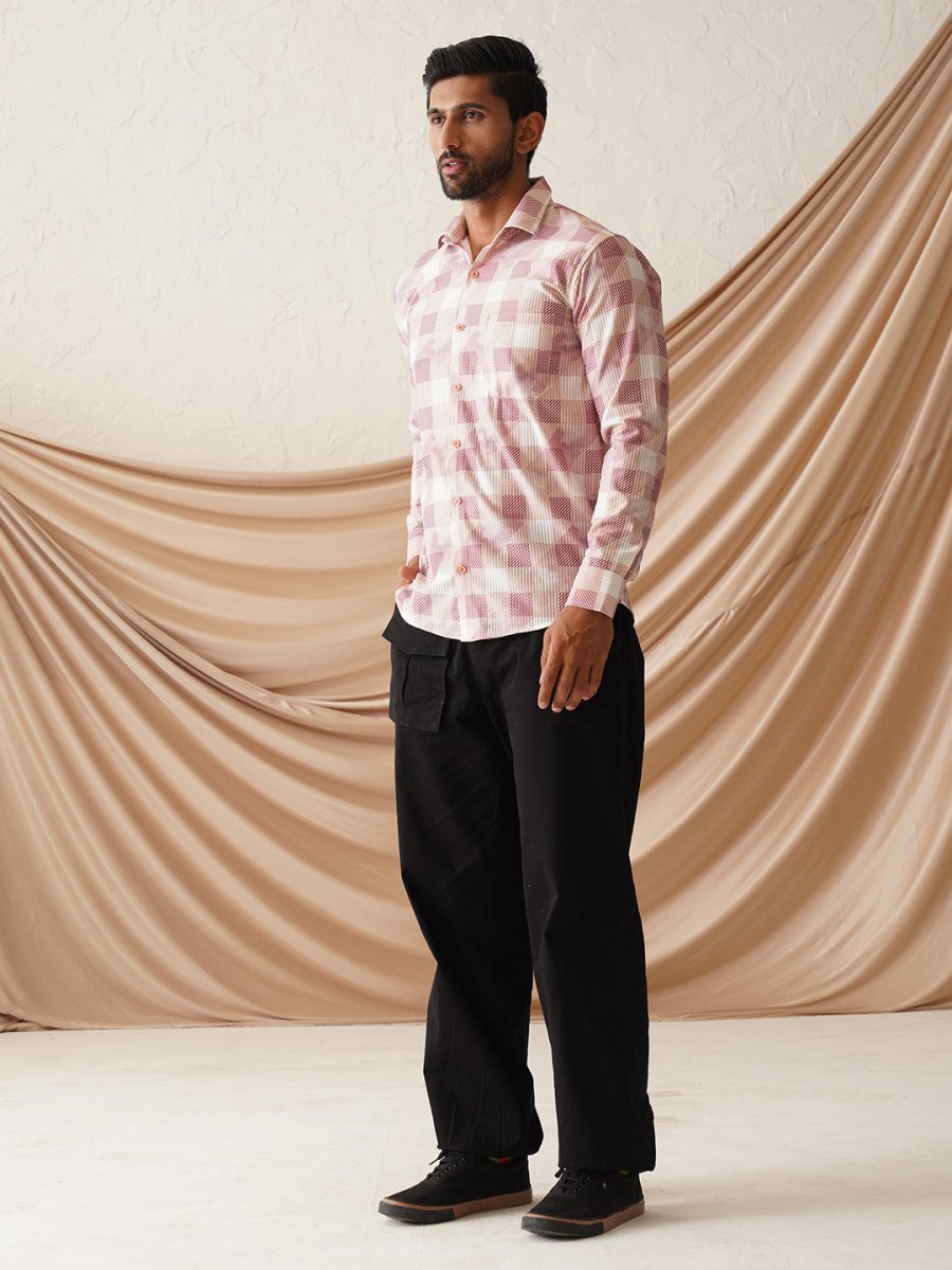 Checked Spread Collar Cotton Casual Shirt for Men - SF_968Magenta_S