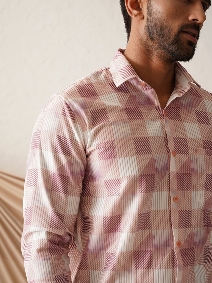 Checked Spread Collar Cotton Casual Shirt for Men - SF_968Magenta_S