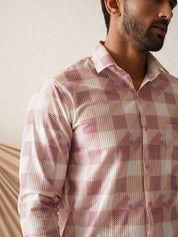 Checked Spread Collar Cotton Casual Shirt for Men - SF_968Magenta_S