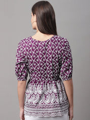Chikankari Sequen Work Empire Women Top - JNT_2003Purple_XS