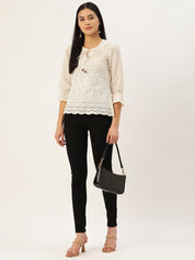 Chikankari Sequen Work Empire Women Top - JNT_2005Cream_XS