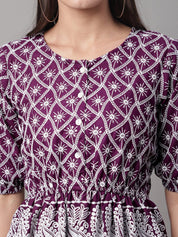 Chikankari Sequen Work Empire Women Top - JNT_2003Purple_XS