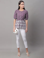 Chikankari Sequen Work Empire Women Top - JNT_2003Purple_XS