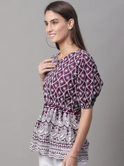 Chikankari Sequen Work Empire Women Top - JNT_2003Purple_XS