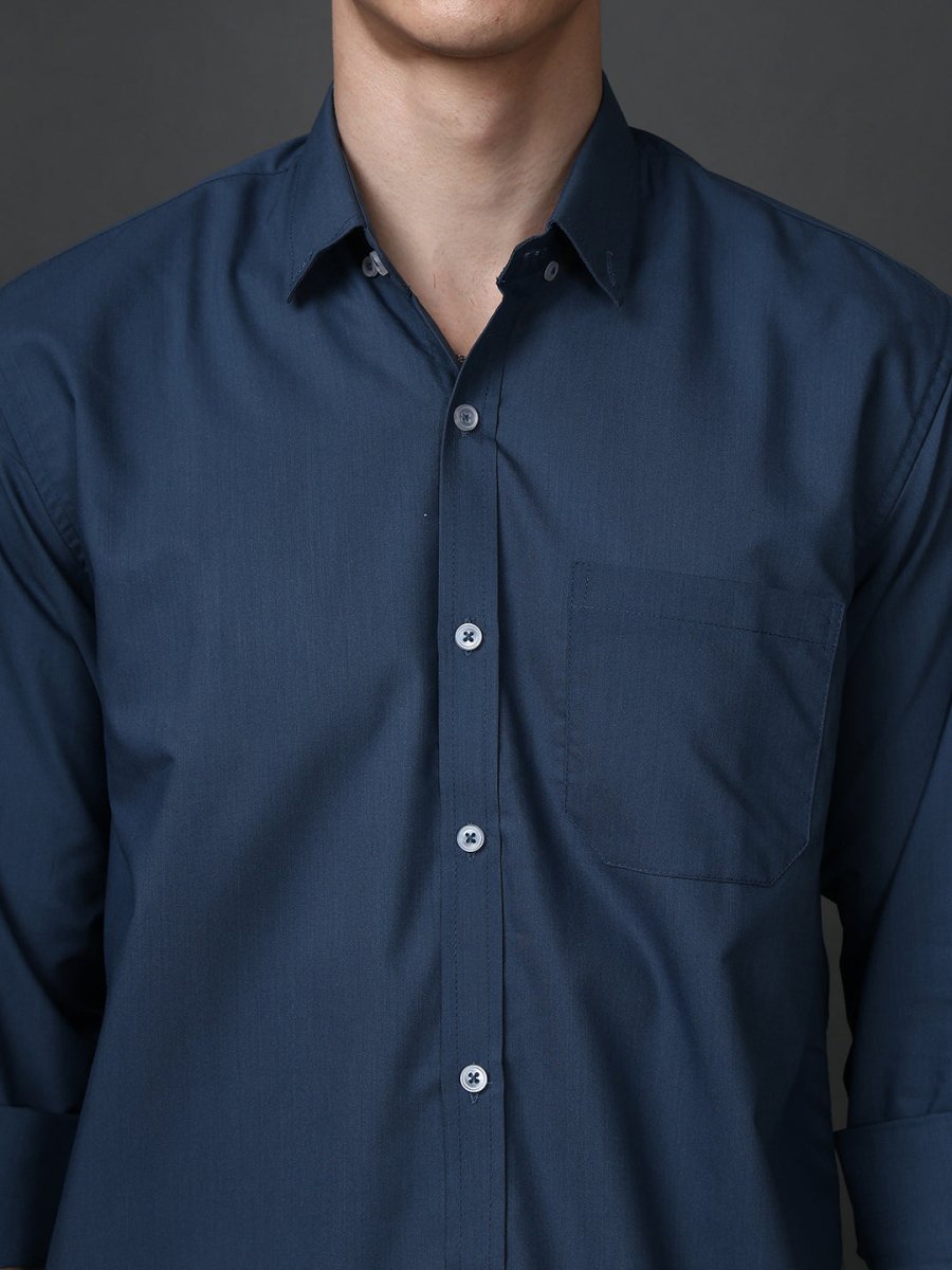 Classic Fit Cotton Shirt for Men - SF_9050Teal_S