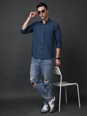 Classic Fit Cotton Shirt for Men - SF_9050Teal_S