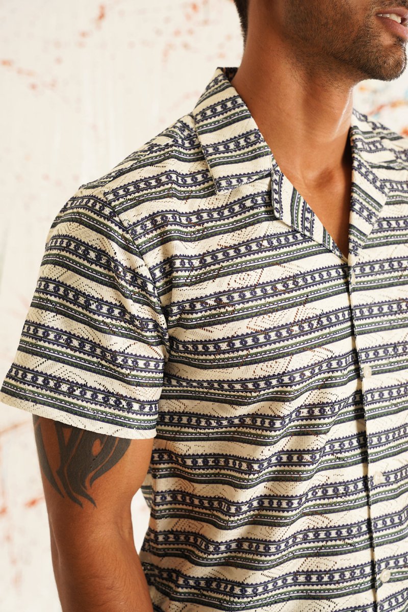 Classic Printed Spread Collar Short Sleeves Cotton Casual Shirt - SF_939Grey_S