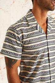 Classic Printed Spread Collar Short Sleeves Cotton Casual Shirt - SF_939Grey_S