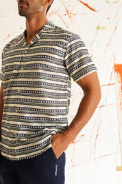 Classic Printed Spread Collar Short Sleeves Cotton Casual Shirt - SF_939Grey_S