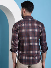 Coffee Brown Checked Cotton Casual Shirt for Men - SF_942Coffee_S