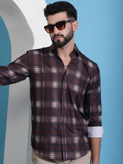 Coffee Brown Checked Cotton Casual Shirt for Men - SF_942Coffee_S
