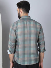 Cotton Blend Checked Casual Shirt for Mens - SF_888Green_S