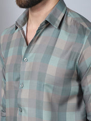 Cotton Blend Checked Casual Shirt for Mens - SF_888Green_S