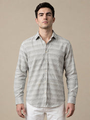 Cotton Blend Classic Striped Casual Shirt - SF_069Brown_S