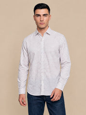 Cotton Blend Classic Striped Casual Shirt - SF_061Blue_S