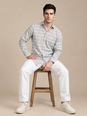 Cotton Blend Classic Striped Casual Shirt - SF_069Brown_S
