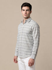 Cotton Blend Classic Striped Casual Shirt - SF_069Brown_S