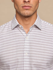 Cotton Blend Classic Striped Casual Shirt - SF_061Blue_S