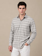 Cotton Blend Classic Striped Casual Shirt - SF_069Brown_S