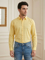 Cotton Blend Printed Casual Shirt for Men - SF_9056Lemon_3XL
