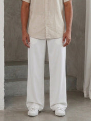 Cotton Blend Solid Relaxed-Fit Trouser - FGP_305White_30