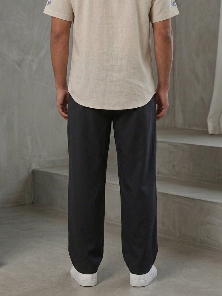 Cotton Blend Solid Relaxed-Fit Trouser - FGP_305Black_30