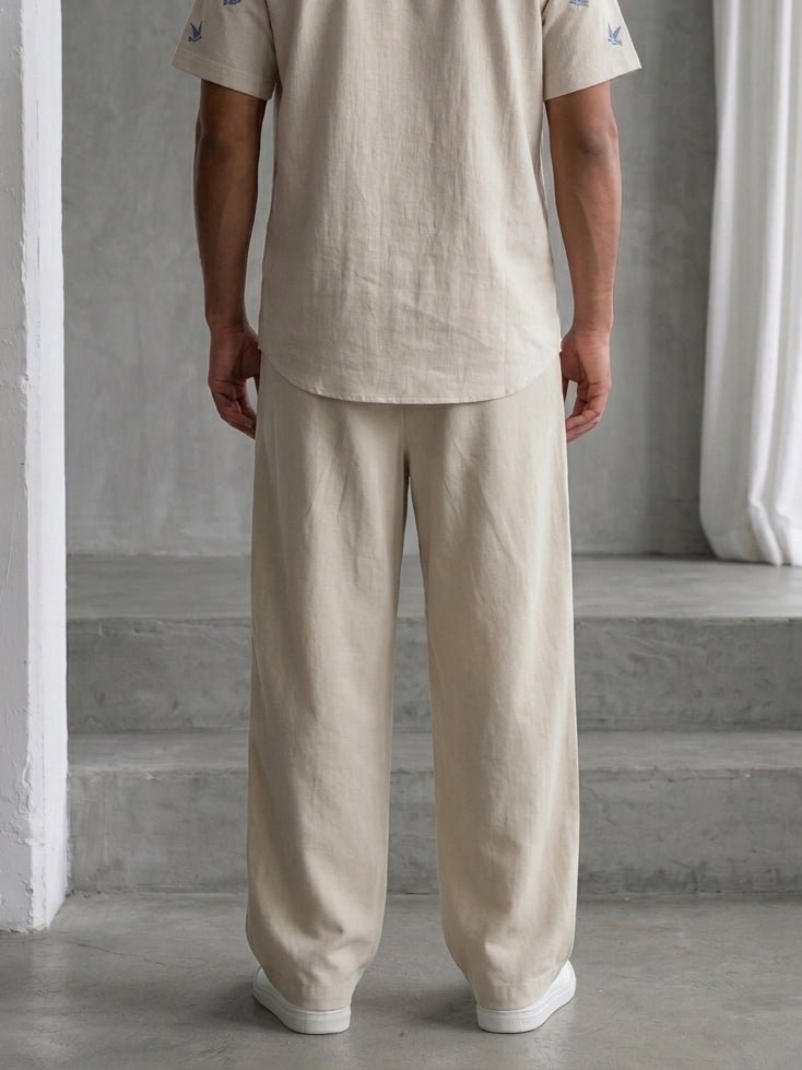 Cotton Blend Solid Relaxed-Fit Trouser - FGP_305Cream_30