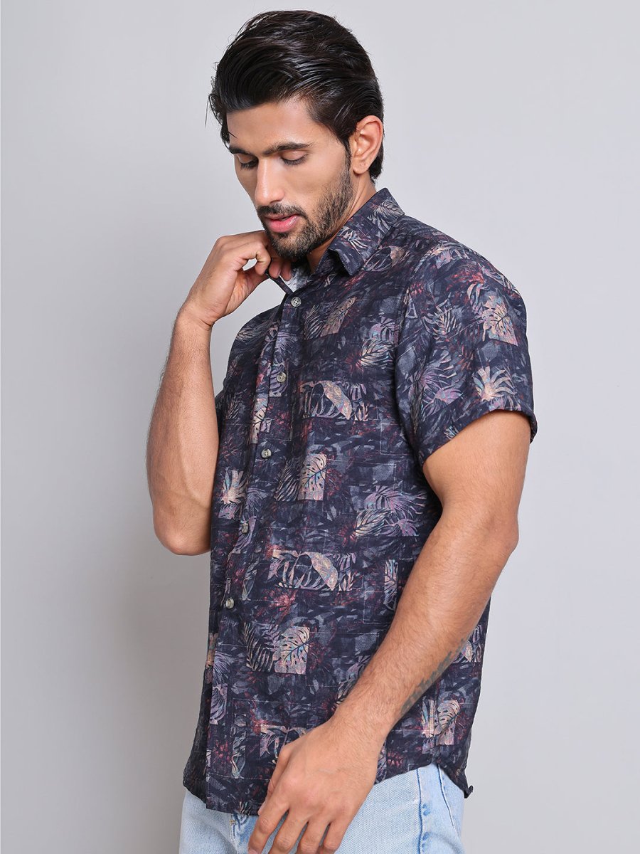 Cotton Printed Half sleeve Shirts. - SF_9022Blue_S