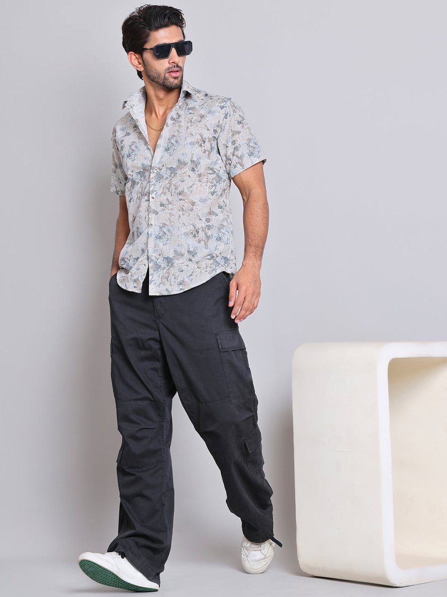 Cotton Printed Half sleeve Shirts. - SF_9022Beige_S