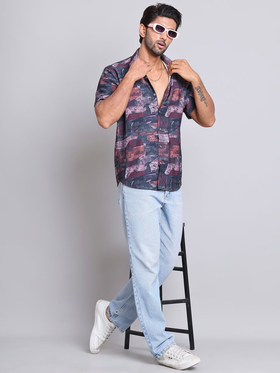 Cotton Printed Half sleeve Shirts. - SF_9022Brown_S