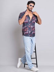 Cotton Printed Half sleeve Shirts. - SF_9022Brown_S