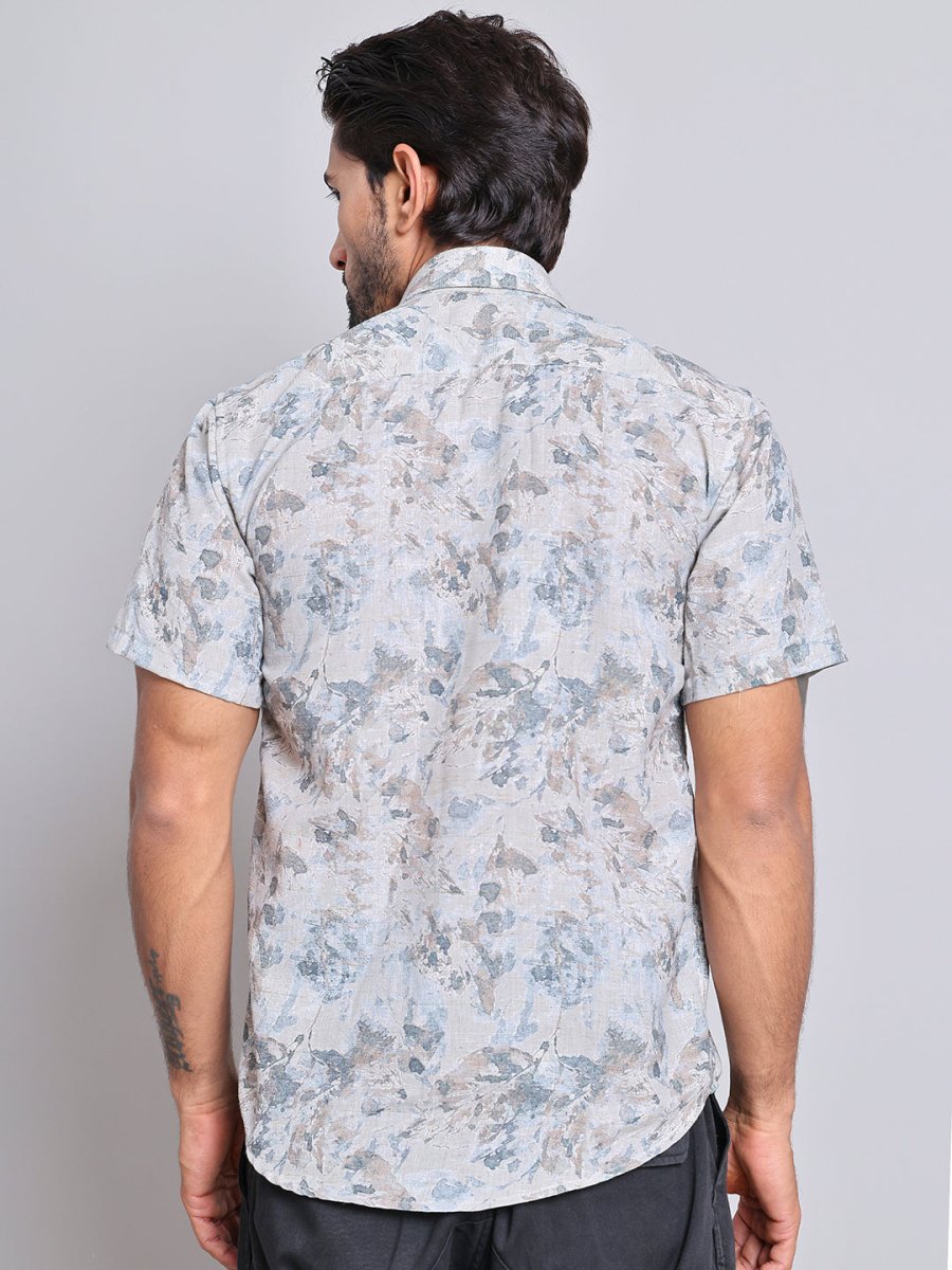 Cotton Printed Half sleeve Shirts. - SF_9022Beige_S