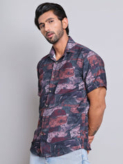 Cotton Printed Half sleeve Shirts. - SF_9022Brown_S