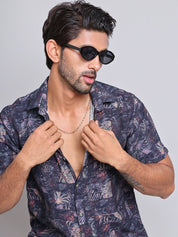 Cotton Printed Half sleeve Shirts. - SF_9022Blue_S