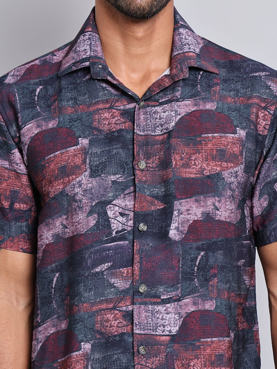 Cotton Printed Half sleeve Shirts. - SF_9022Brown_S