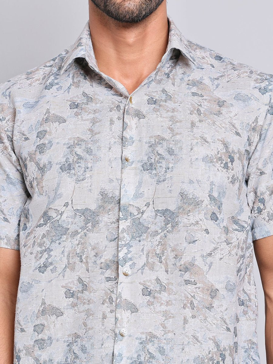 Cotton Printed Half sleeve Shirts. - SF_9022Beige_S