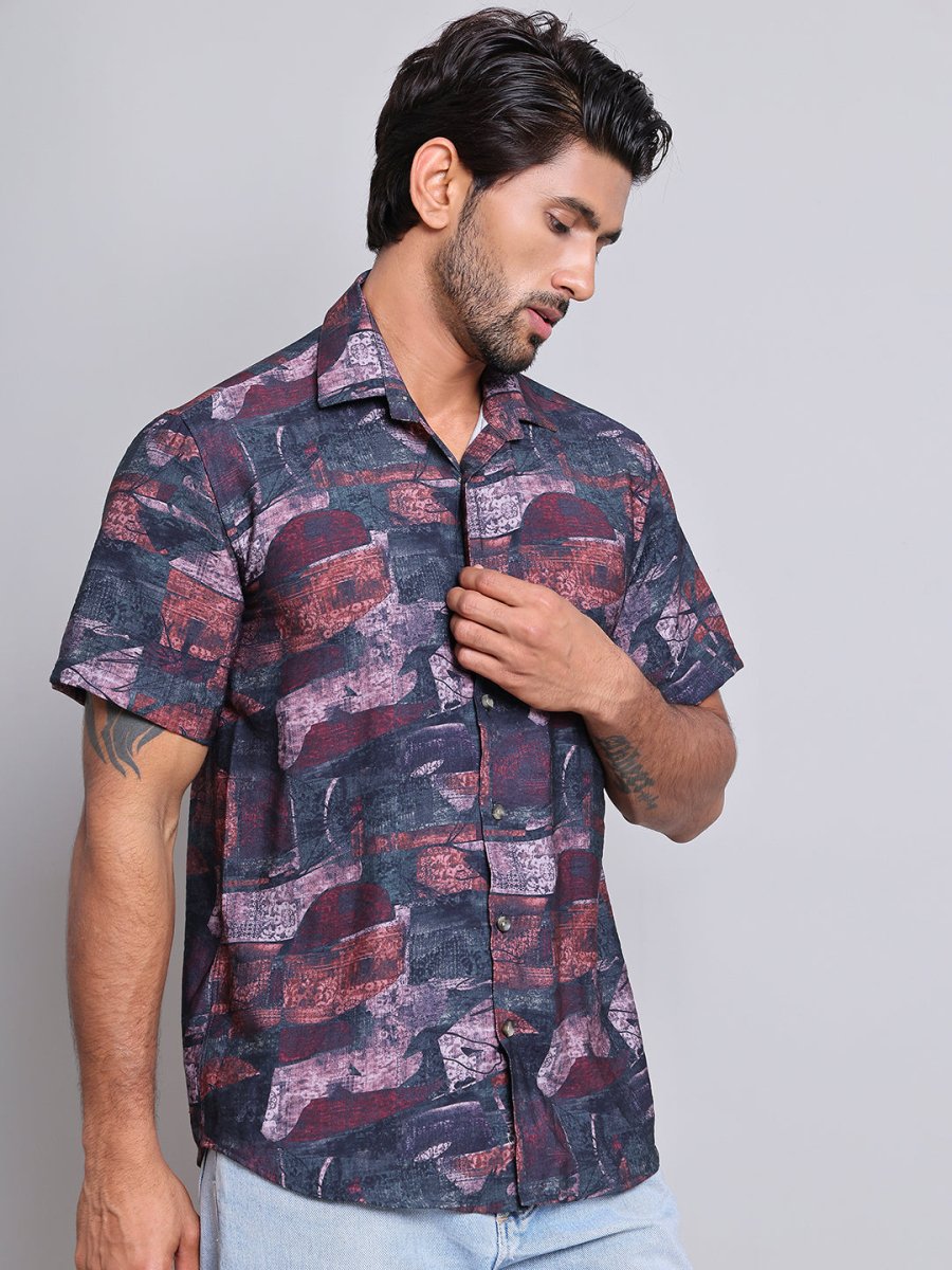 Cotton Printed Half sleeve Shirts. - SF_9022Brown_S