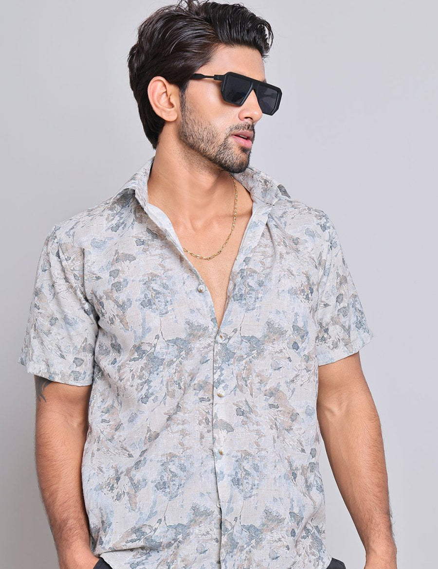 Cotton Printed Half sleeve Shirts. - SF_9022Beige_S