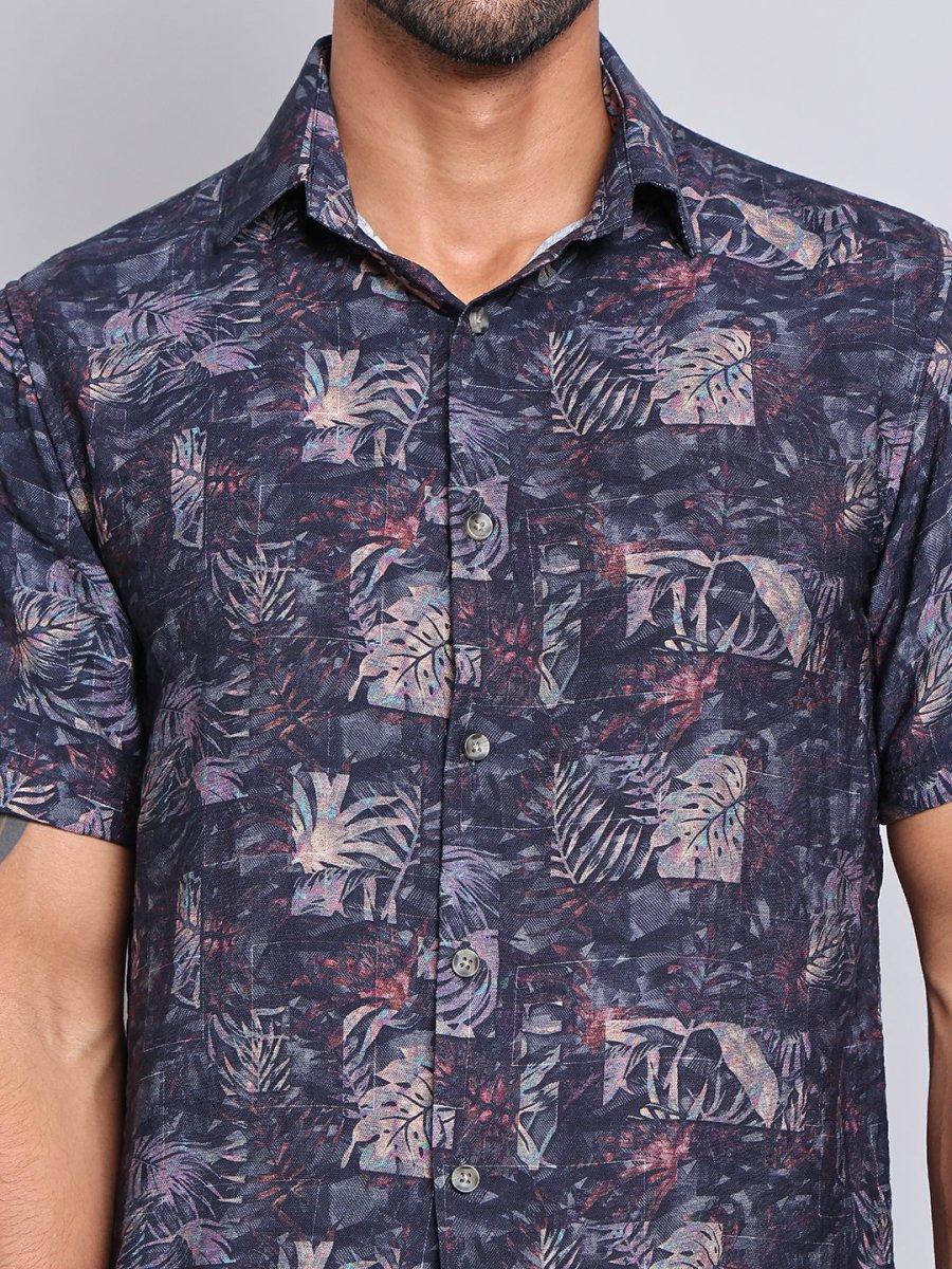 Cotton Printed Half sleeve Shirts. - SF_9022Blue_S