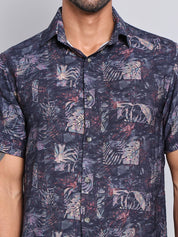 Cotton Printed Half sleeve Shirts. - SF_9022Blue_S