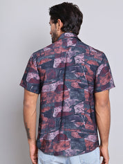 Cotton Printed Half sleeve Shirts. - SF_9022Brown_S