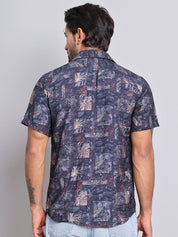 Cotton Printed Half sleeve Shirts. - SF_9022Blue_S