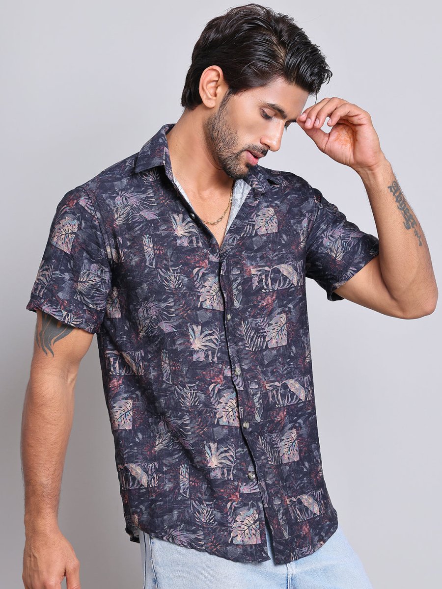 Cotton Printed Half sleeve Shirts. - SF_9022Blue_S