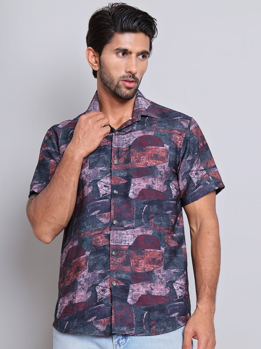 Cotton Printed Half sleeve Shirts. - SF_9022Brown_S