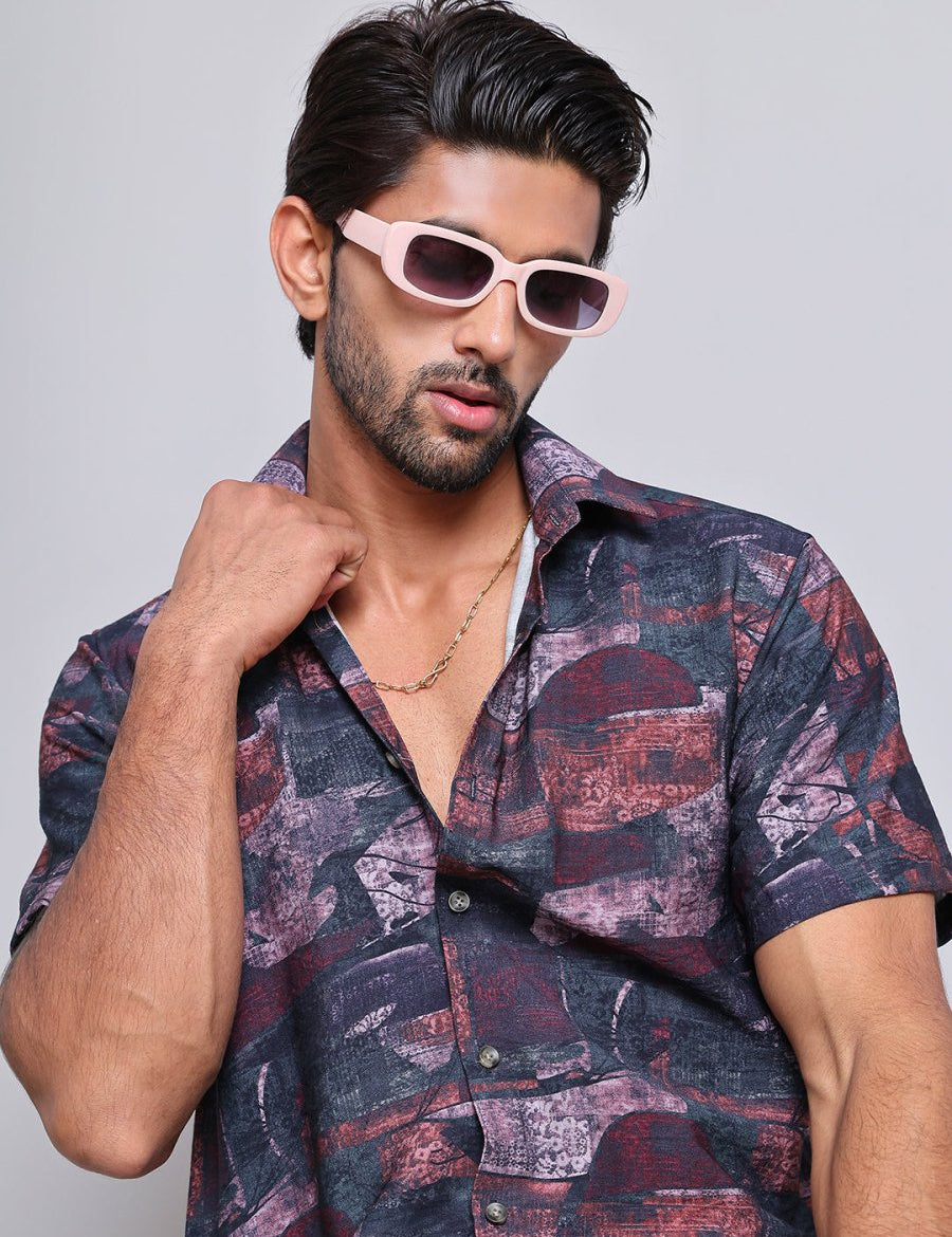 Cotton Printed Half sleeve Shirts. - SF_9022Brown_S