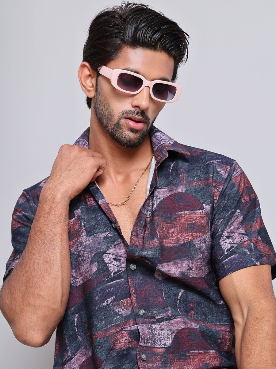 Cotton Printed Half sleeve Shirts. - SF_9022Brown_S