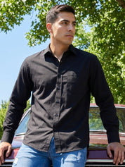 Cotton Solid Casual Shirt for Mens. - SF_361Black_S