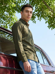 Cotton Solid Casual Shirt for Mens. - SF_361Mehndi_S